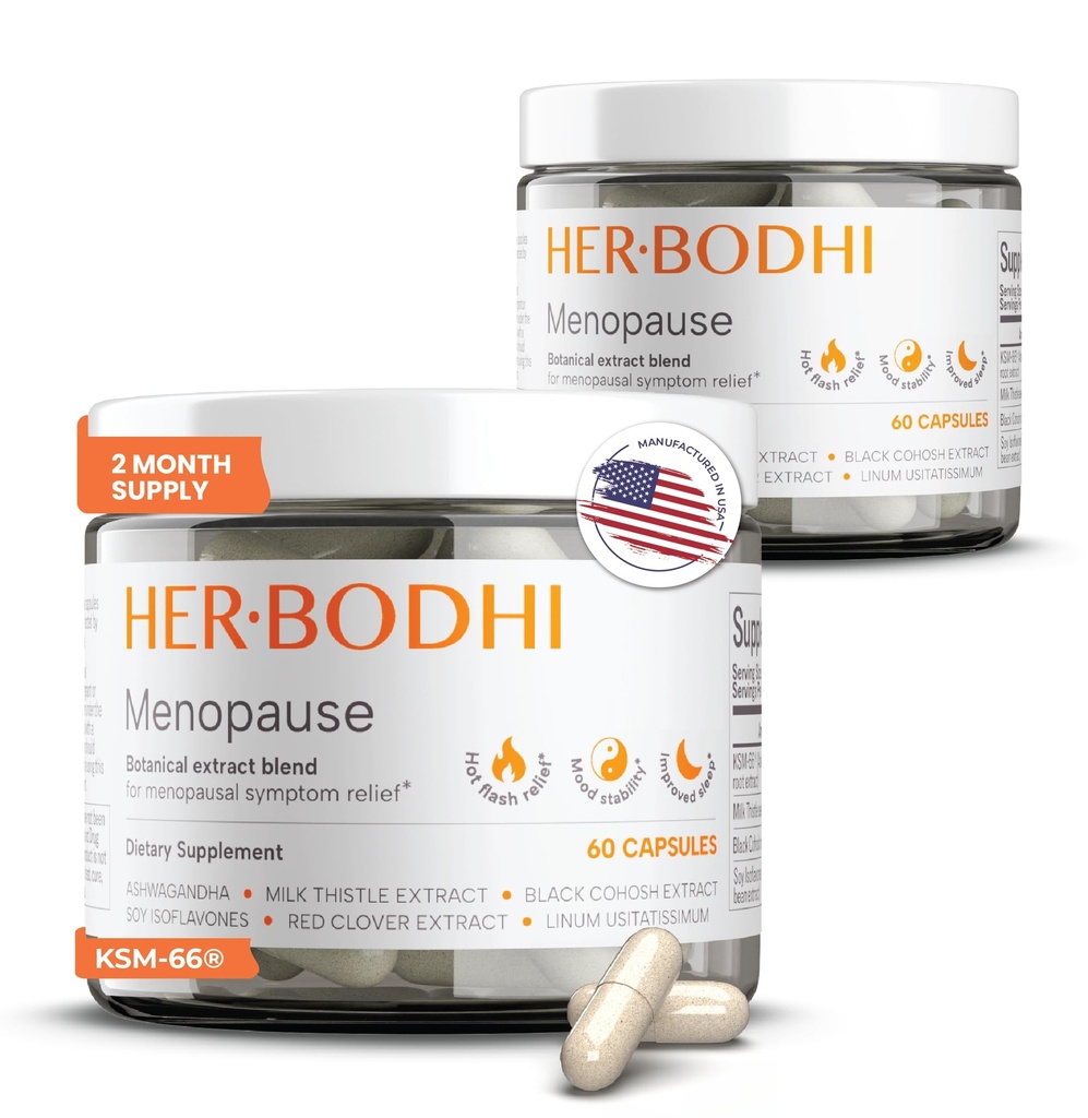 Meno- Menopause Hormonal Balance für Frauen, Estrogen Soy Isoflavones Menopause Supplement für Frauen, Ashwagandha, Black Cohosh Hot Flashes Menopause Relief, Nacht Sweats Relief 120Caps