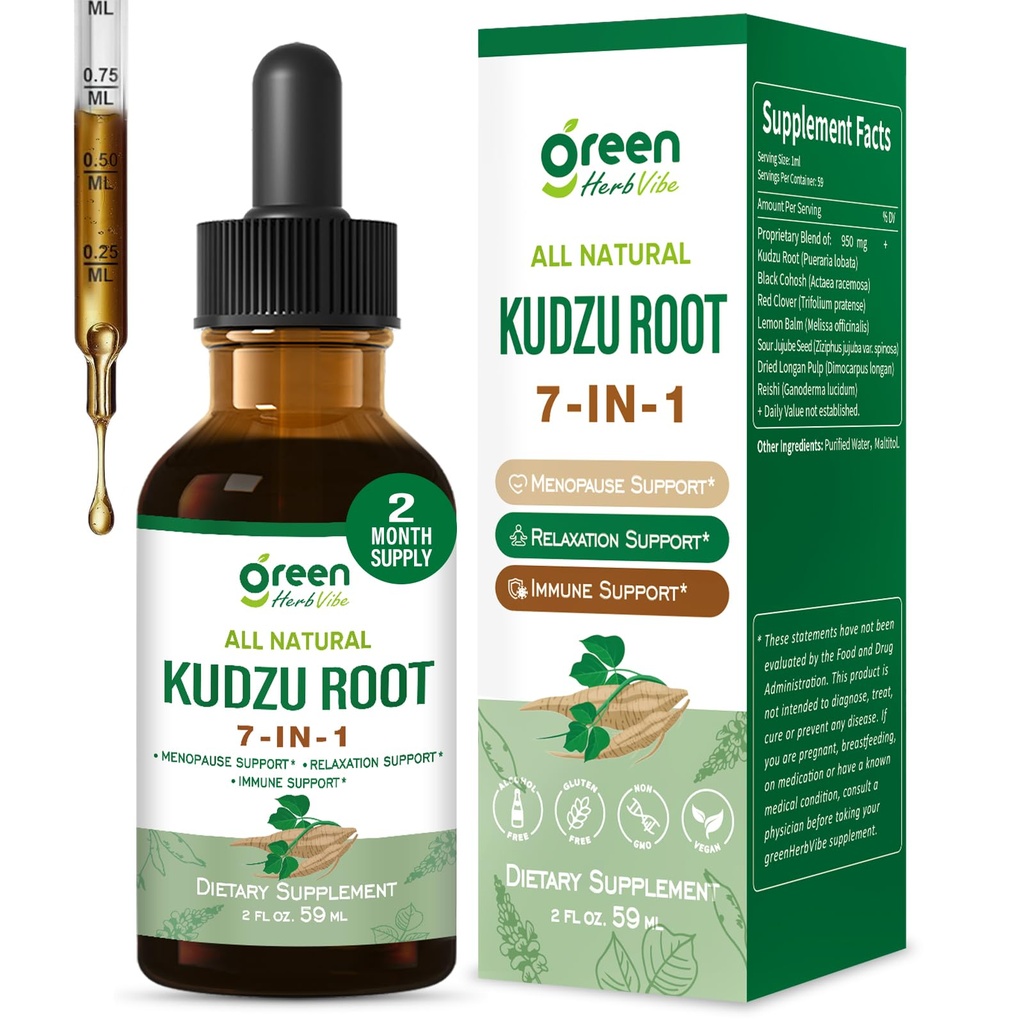 Natural Kudzu Root Drops, Menopause Support, Relaxation Support & Immune Support. 2oz