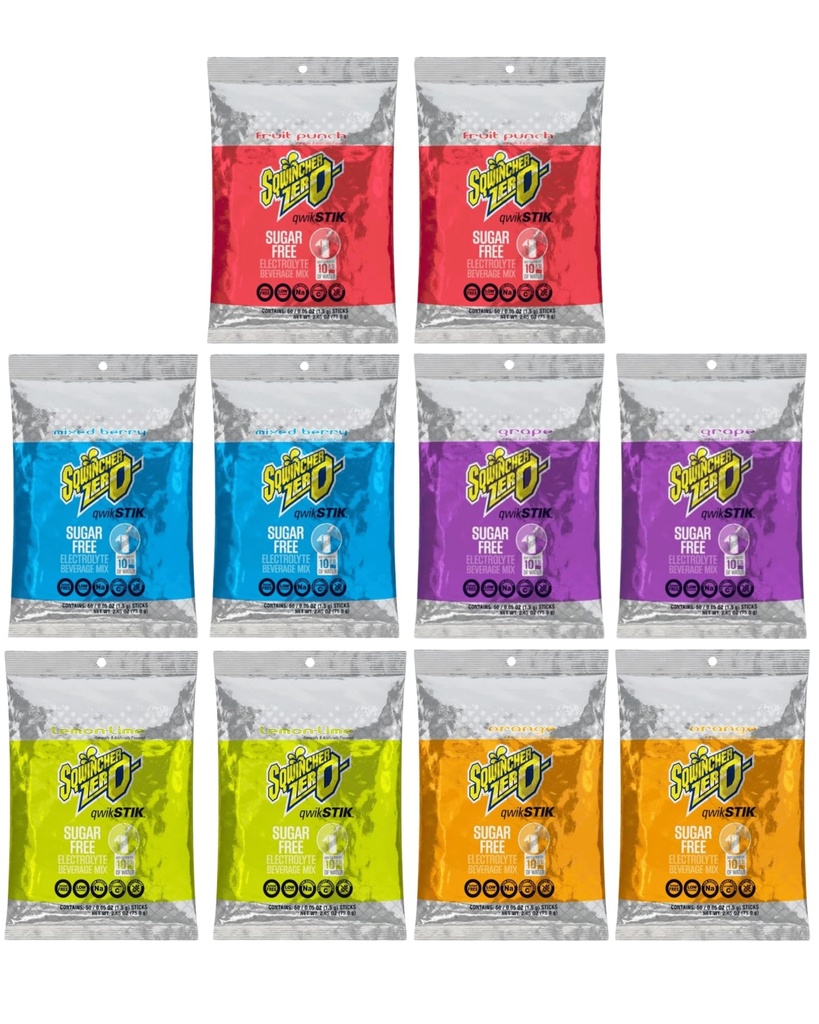 SQWlNCHER Sugar-Free Electrolyte Powder Sticks Variety Pack | 5 Flavors | Single-Serve Hydration Packets for Worksites & Crews | Zero Sugar, Gluten Free | 500 Count