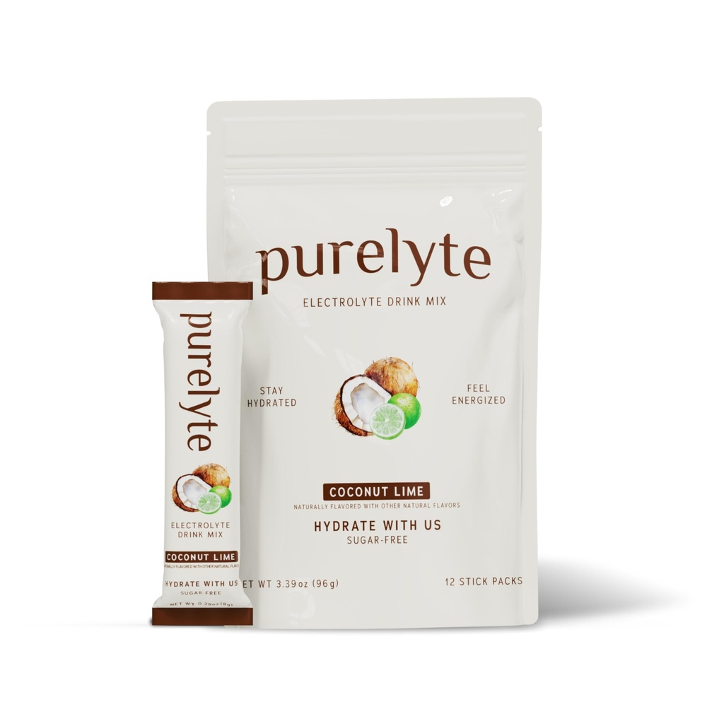 Electrolyte Drink Mix – Sugar-Free Hydration Powder Packets – Clean Electrolytes with Trace Minerals – Keto, Vegan, Gluten-Free – No Artificial Sweeteners – 12 Sticks – Coconut Lime