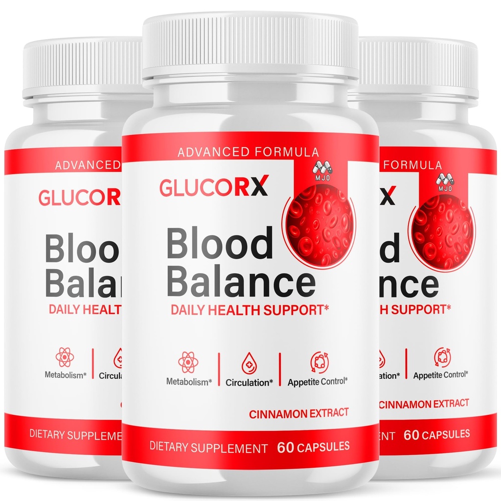 (3 Pack) GlucoRX Blood Balance Capsules, Official GlucoRX Blood Support Pills with All Natural Ingredients, Advanced Health & Wellness Support Formula with Max Strength Multivitamins (180 Capsules)