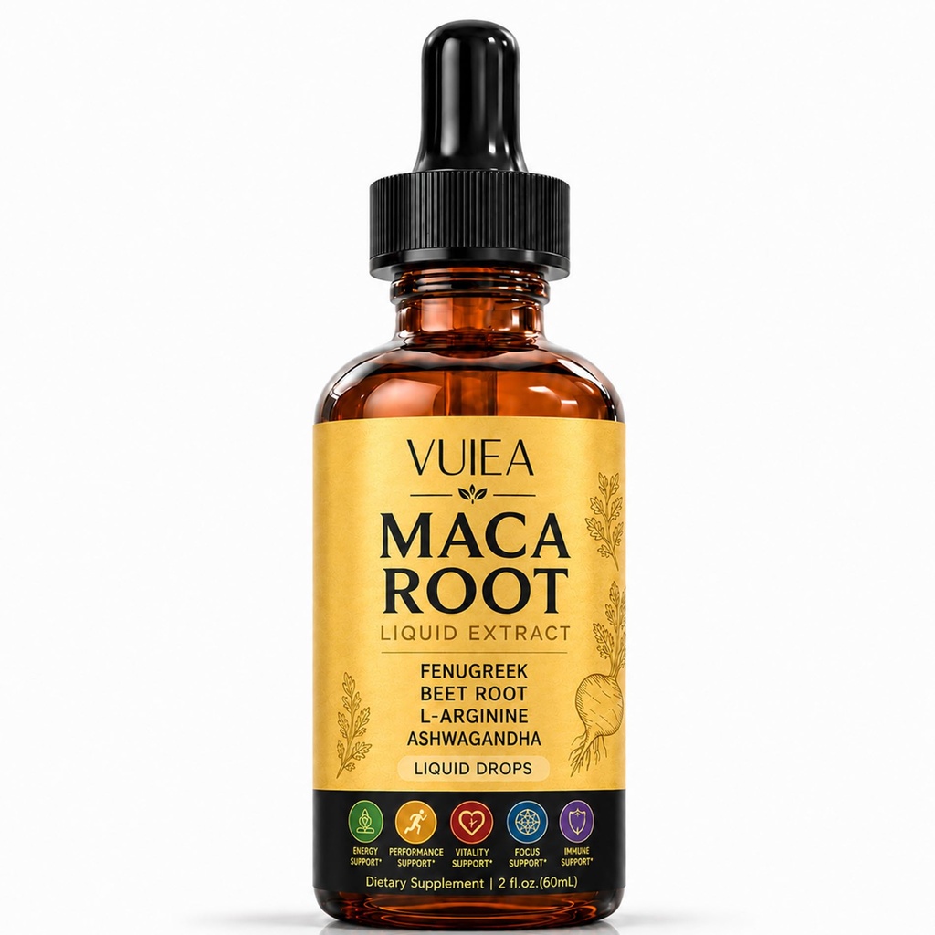 VUIEA Maca Root Drops, Feminine Balance, Curves, Energy & Vitality Support, Multi-Herbal Liquid Supplement with Ashwagandha, Fenugreek, Beet Root & L-Arginine (1)