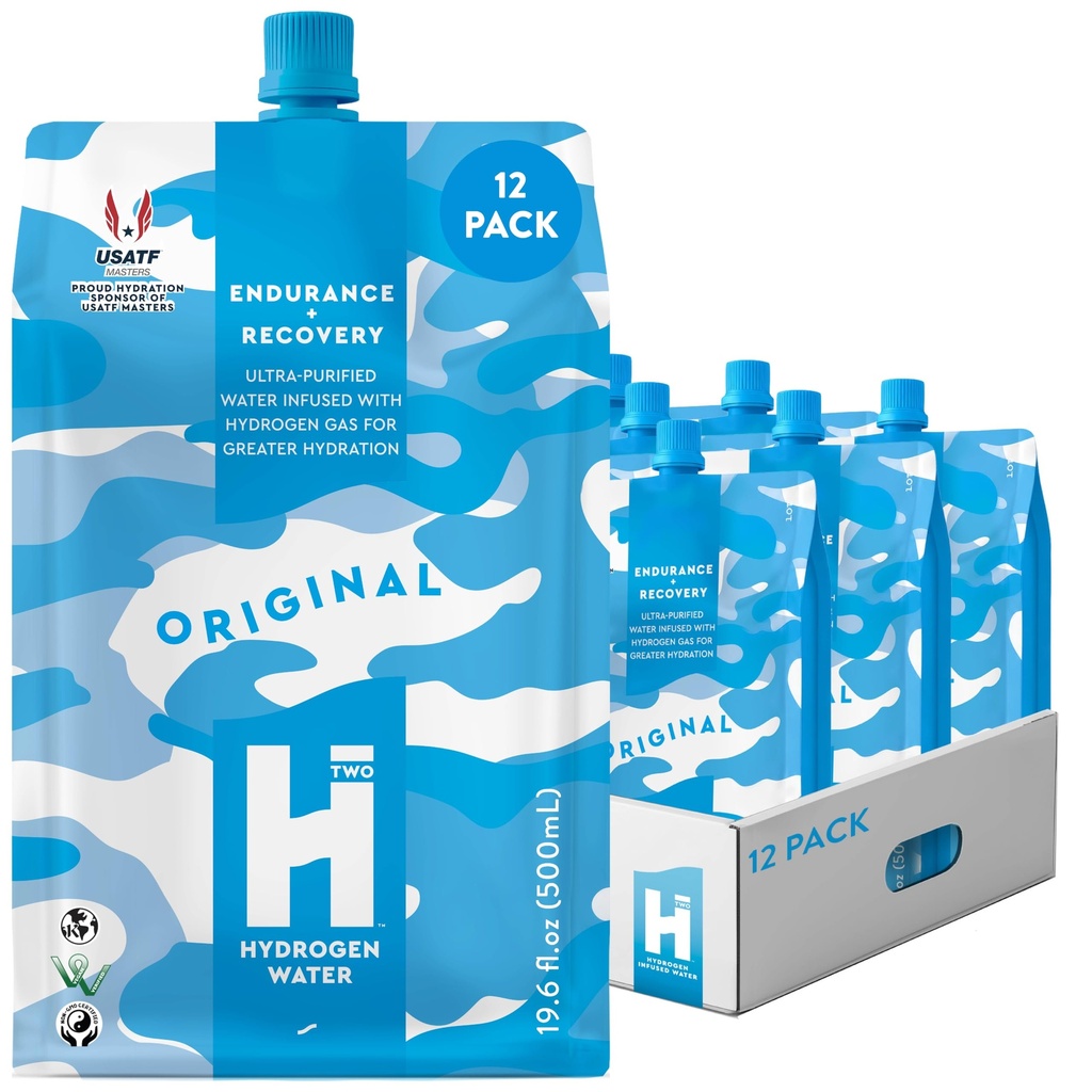 HTWO Molecular Hydrogen Water, Original Unflavored, 16.9 oz 12-Pack | Sugar Free Hydration Packet, Energy Sports Drink Performance & Recovery Support, Alternative to Hydrogen Tablet/Bottle 15 ppm