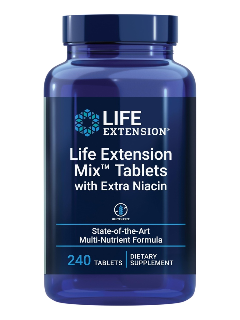 Life Extension Mix Tablets with Extra Niacin, 240 Tablets | High-Potency Multivitamin with Extra B3, Whole-Body Health & Healthy Aging, Gluten-Free