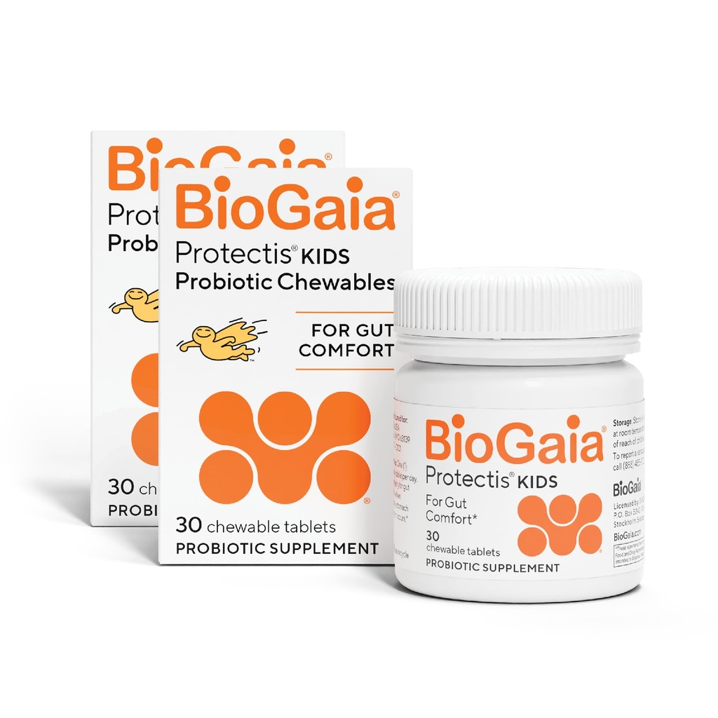 BioGaia Kids Probiotic | Ease Occasional Tummy Discomfort & Constipation | Pediatrician-recommended | Ease Occasional Tummy Discomfort, Gas & Bloating | Promote Regularity | Ages 3+| 30ct (2-Pack)