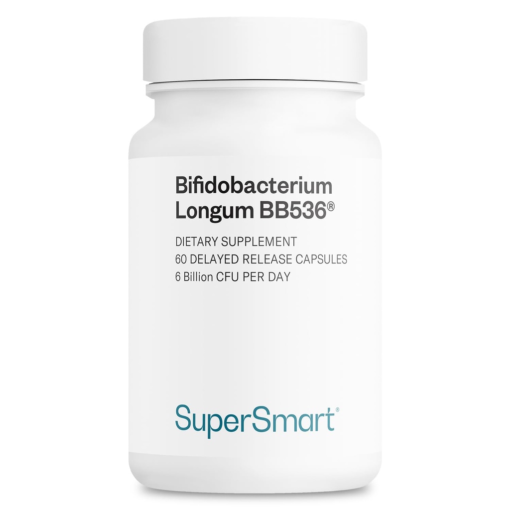 Supersmart - Bifidobacterium Longum (BB536) 6 Billion CFU pro Tag - Probiotics & Prebiotics Supplement | Non-GMO & Gluten Free - 60 DR Kapseln