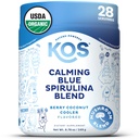 KOS Calming Blue Spirulina Blend- USDA Certified Organic - Algae Superfood Pulver mit Ashwagandha Root, Zitronenbalsam, Reishi Pilz, B Vitamine - Berry Coconut Cooler Flavor, 28 Servierungen