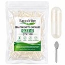 Size 4 Gelatin Empty Capsules, 100 Count Gel Fillable Empty Pill Capsules | Clear size 4 gelatin empty capsules, gel empty pill capsules size 4, fill smoothly, for homemade powders and supplement