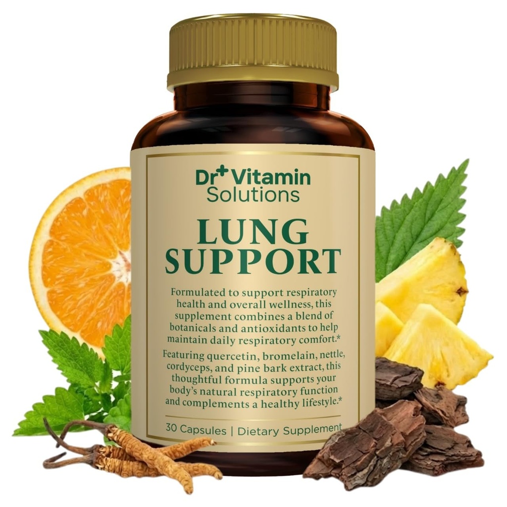 DR VITAMIN SOLUTIONS Lung Detox Supplement für Männer und Frauen - 10-in-1 Blend w/Vitamin C & Butterbur Root - Unterstützt Lung Health & Respiratory Function - verbessert Atmung, Sauerstofffluss - 30 Vegan Caps