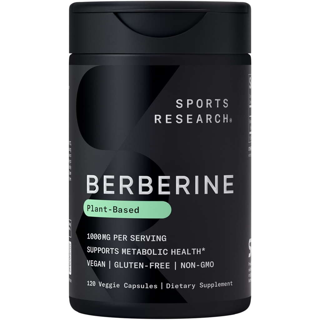 Sportforschung Berberine - Herbal Ayurvedic Metabolic Health Support - 500mg - 120 Kapseln - Vegan zertifiziert, Glutenfrei, Non-GMO