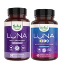 Nested Naturals Schlafhilfe Bundle | Luna Erwachsene & Luna Kinder Schlafhilfe mit natürlichen Inhaltsstoffen (Melatonin, Kamille, Valerian) für Tiefschlaf und Entspannung (120 Count)