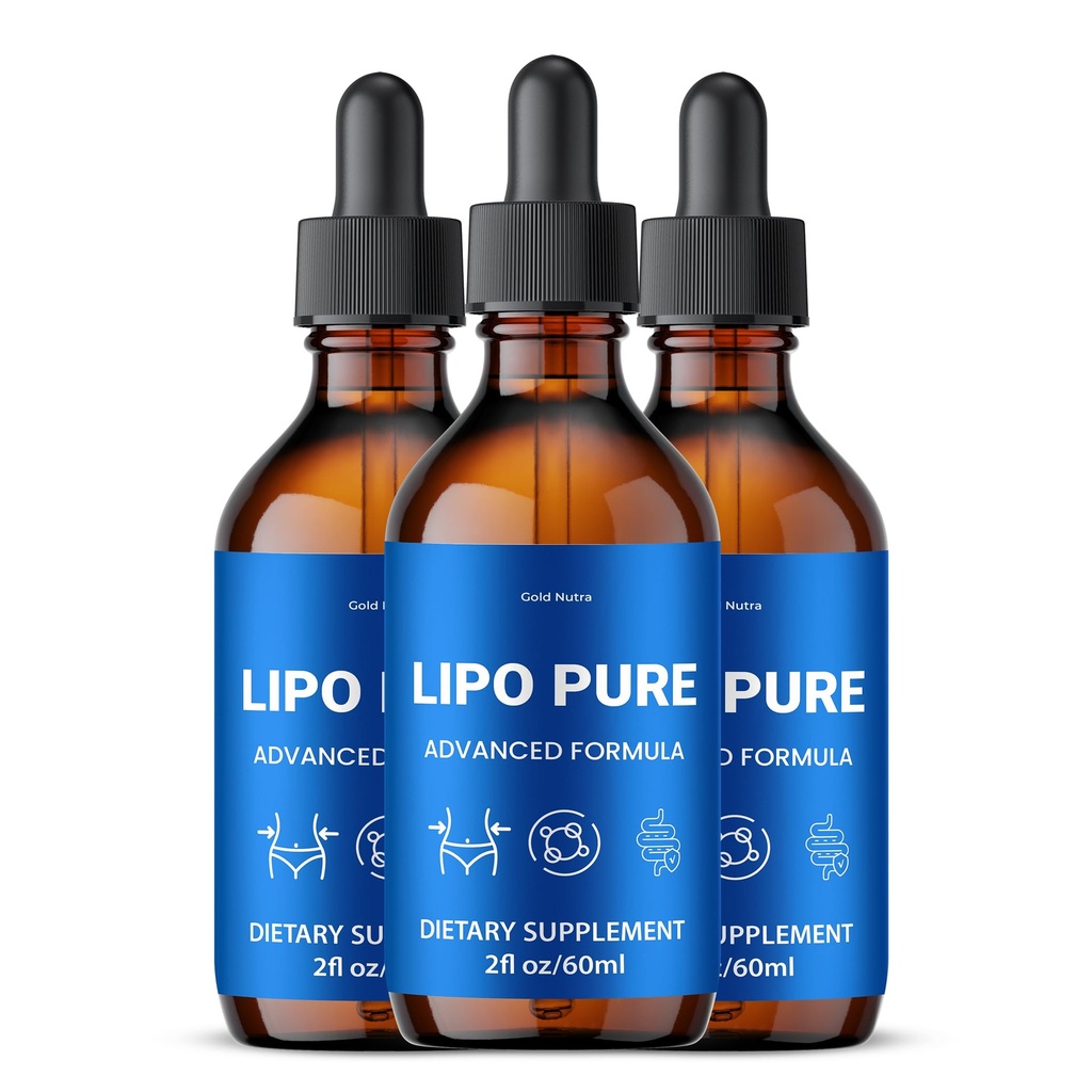Lipo Pure Drops, All Natural Maximum Strength Formula, Official LipoPure Liquid Supplement Overall Wellness Men and Women Extract (3 Pack)