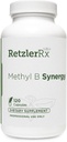 RetzlerRx® Methyl B Synergy - Complete Methylation Support w/ Methyl Folate, Vitamin B12 (Methylcobalamin b12), Riboflavin & B6 Vitamins - Homocysteine and Heart Health Supplements (120 Capsules)