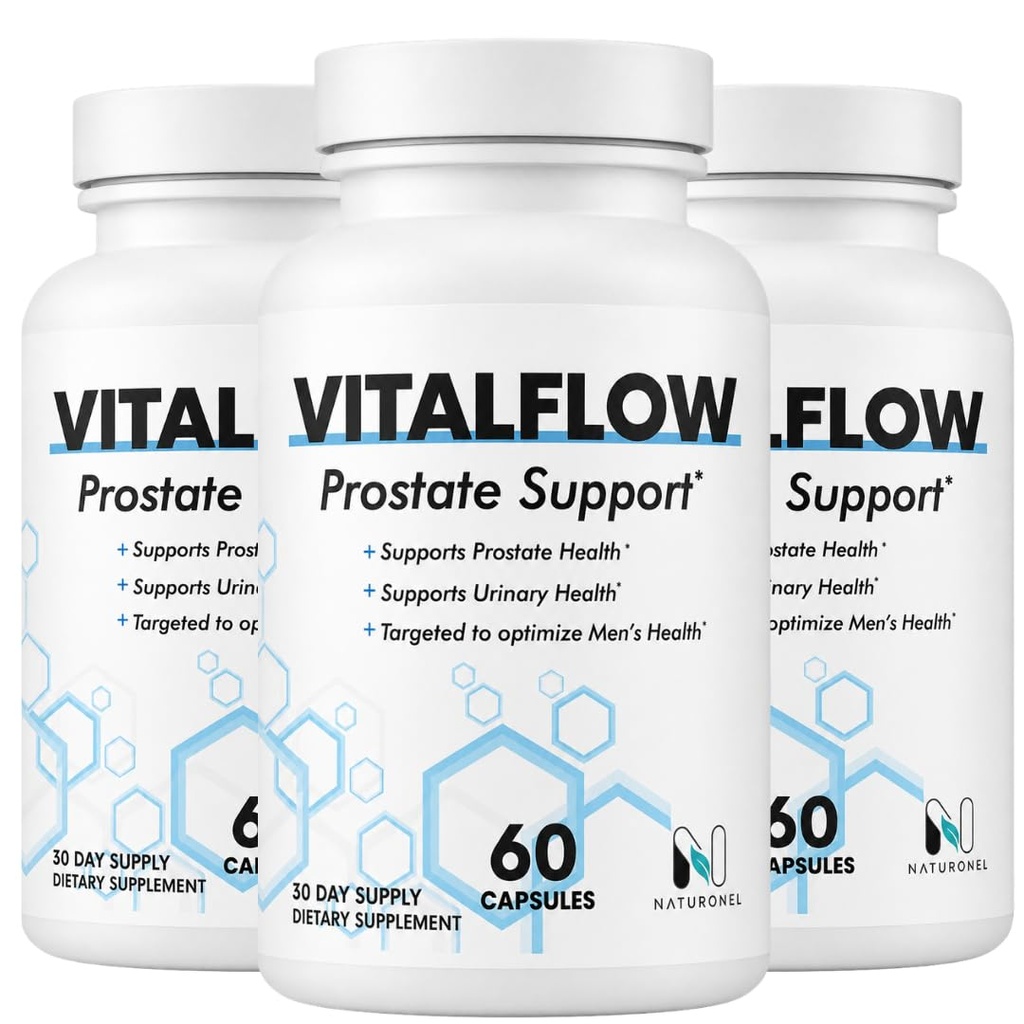 Vitalflow Prostate Support (3-Bottles) with Saw Palmetto 200mg, Pygeum, Plant Sterols, Mushroom Blend, Zinc & Selenium - Supports Urinary Flow, Bladder Health & Prostate Wellness | Vital flow