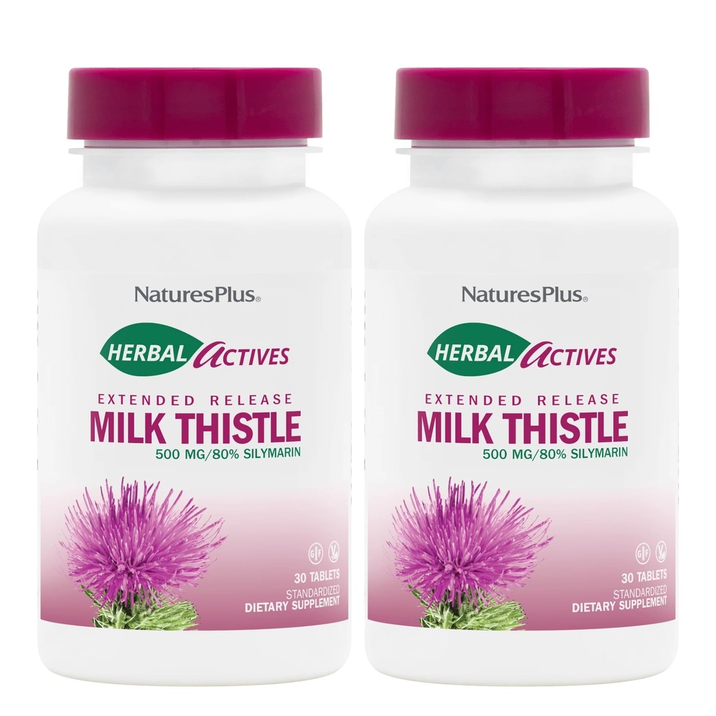 NaturesPlus Kräuter-Aktive Milchdistel, erweiterte Veröffentlichung - 30 Tabletten, Paket von 2 - Vegetarisch, Glutenfrei - 60 Gesamt Servierungen
