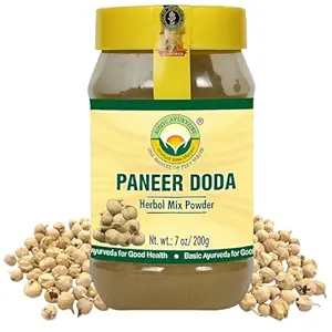 BASIC AYURVEDA Paneer Doda Kräutermischung Pulver | 7.05 Oz (200g) | Organic Withania Coagulans Getrocknetes Fruchtpulver | Indisches Rennet | Natürliche ayurvedische Ergänzung