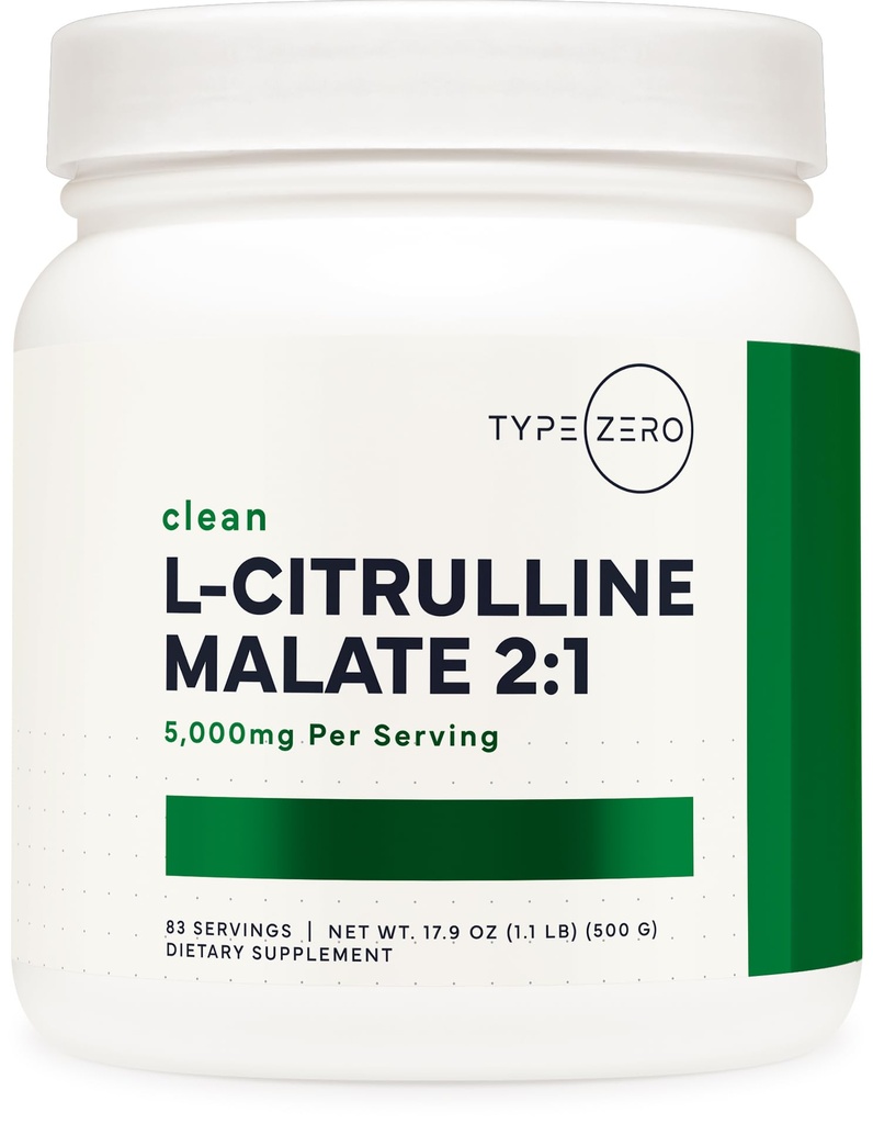 Typ Zero Clean L-Citrulline Malat 2:1 Pulver Getränke Mix (500g, Unflavored) (83 Servierungen) - Keto Friendly, Glutenfrei, Non-GMO