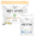 Muscle Feast Micronized Creapure Creatine Monohydrate - Unflavored 250g (x1) and 100% Whey Concentrate, Isolate, & Hydrozlyed Blend - Vanilla 5lb (x1) - Muscle Recovery and Performance Bundle