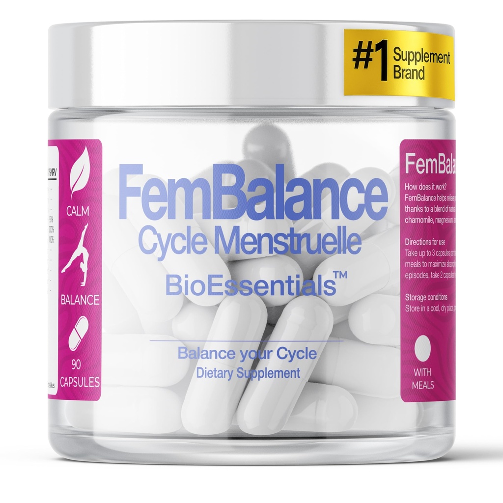 FemBalance – Female Hormonal Balance Complex – Ashwagandha 250mg & Magnesium 350mg – Daily PMS Cycle & Mood Support – Chamomile & Ginger + B6 P-5-P Zinc – 90 Vegan HPMC Capsules