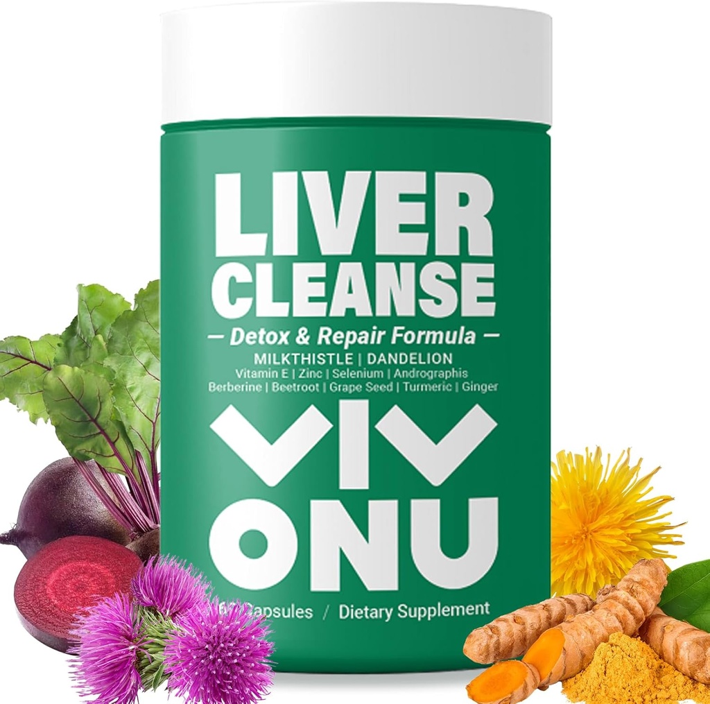 VivoNu Milk Thistle Silymarin & Dandelion Root Liver Health Support, Antioxidant Support, Detox (60 Kapseln/1 Flasche)