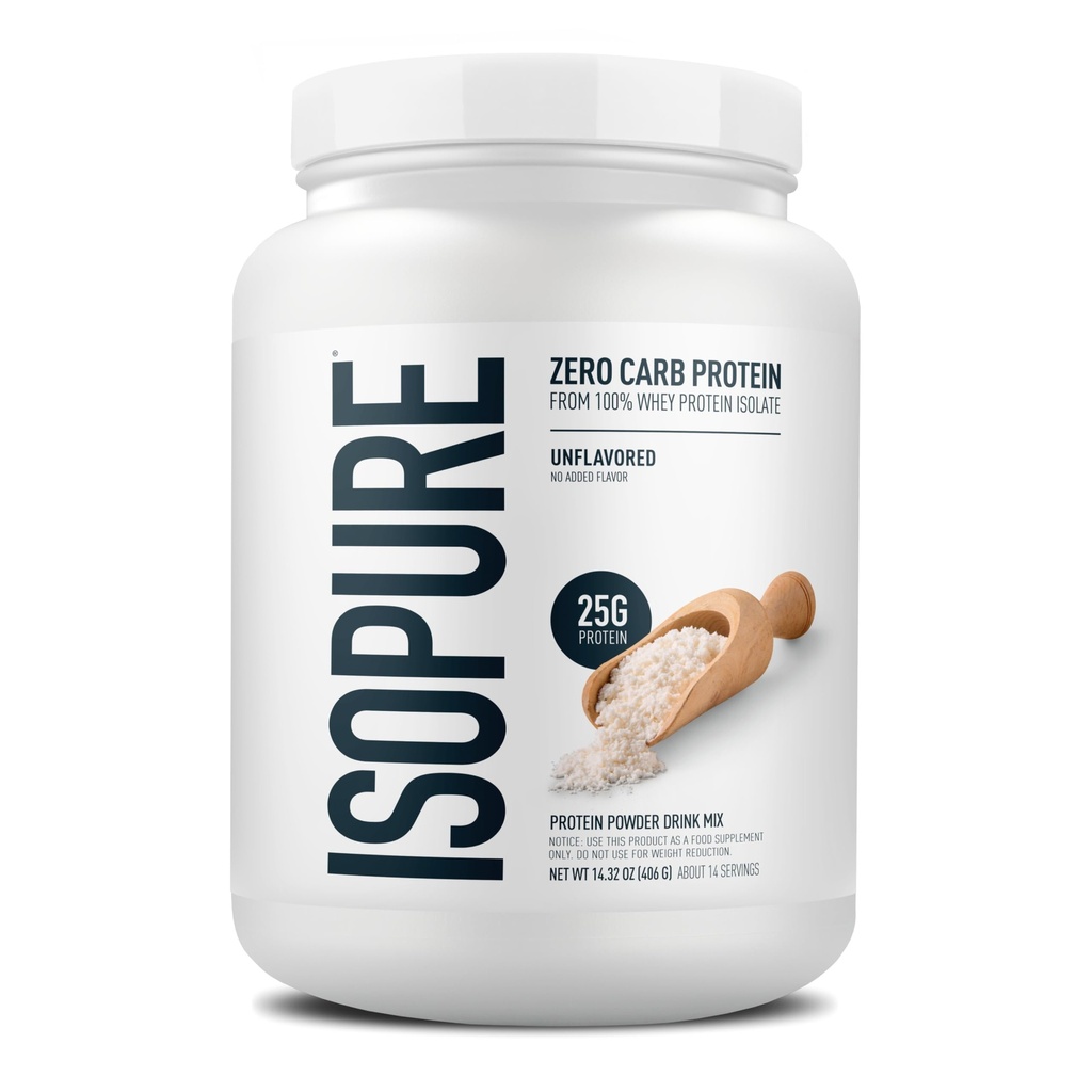 Isopure Zero Carb Whey Isolate Protein Powder, Unflavored 1 LB | 25g Protein Per Serving, 100% Whey Protein Isolate, Gluten Free, with Added Vitamins for Immune Support & Muscle Recovery