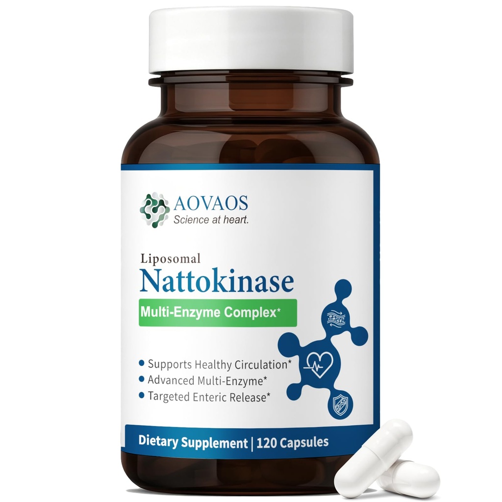 Nattokinase Supplement 10,800 FU, Supports Healthy Circulation 120 Capsules | Enzymes Complex for Cardiovascular & Circulatory Health Support, Naturally Fermented Enzyme Formula, Delayed Release Capsules