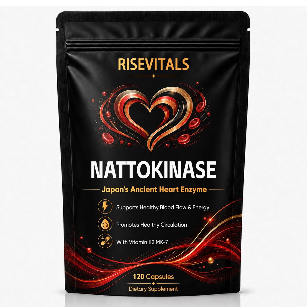 Nattokinase Dietary Supplement, with Vitamin K2 MK-7, Natural Support for Circulation & Cardiovascular Health, Odorless Fermented Soy Enzyme, Easy Daily Routine, 120 Capsules (1PCS)