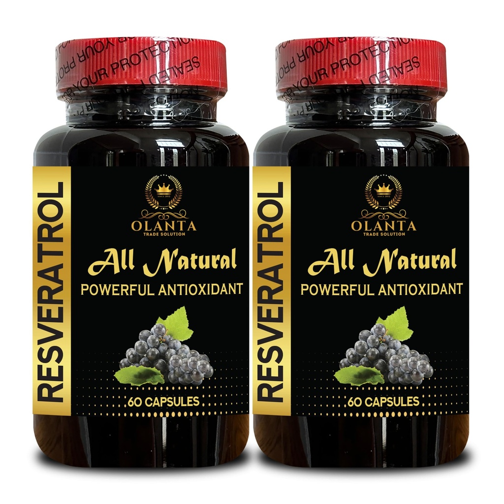 Trans-Resveratrol 500mg | Plant-Based Antioxidant | Supports Cellular Energy & Vitality | Longevity Support | Immune Support Formula - 2 Bottles 120 Capsules
