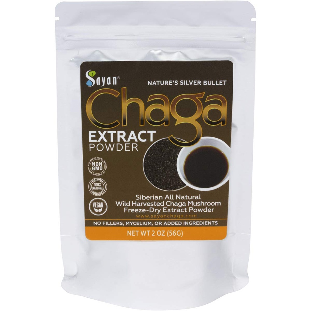 Siberian Wild Forest Chaga Mushroom Extract Powder 2 Oz (56g) – Premium Antioxidant Booster Tea for Healthy Digestion - All Natural Inflammation Reduction + Immune System Health Support | Booster for healthy digestion and immune support, blend into coffee or smoothies, caffeine-free, non-GMO, no fillers