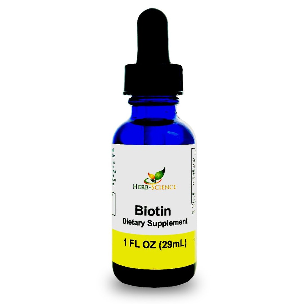 Liquid Biotin B7 – High-Absorption, Cold-Pressed D-Biotin USP, Vegan, Alkoholfrei, Sublingual Drops, keine künstlichen Flavors, Blaue Kobaltglasflasche für Potenz & Reinheit - 1 Unze