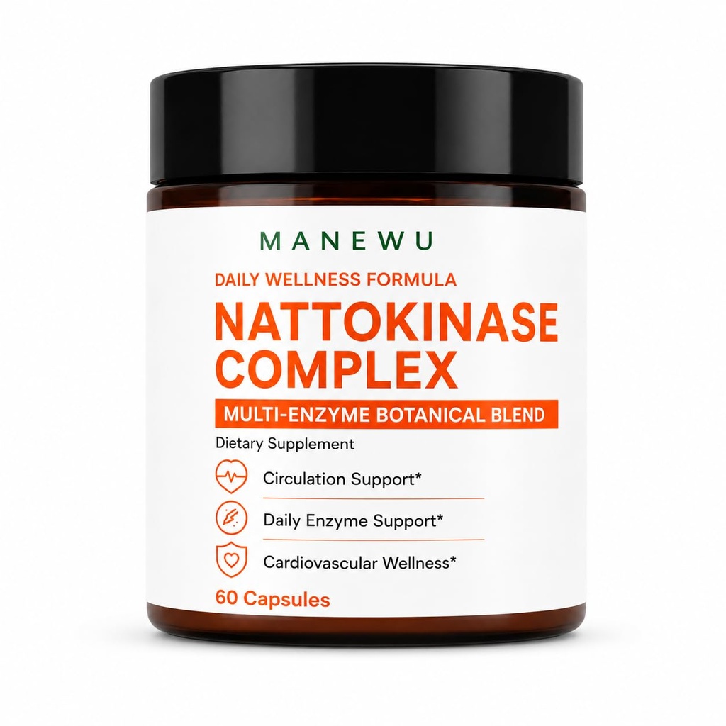 Nattokinase 6,000 FU Multi-Enzyme Complex, 60 Capsules | Nattokinase with serrapeptase, bromelain, papain and turmeric extract in a convenient 30-serving multi-enzyme formula.