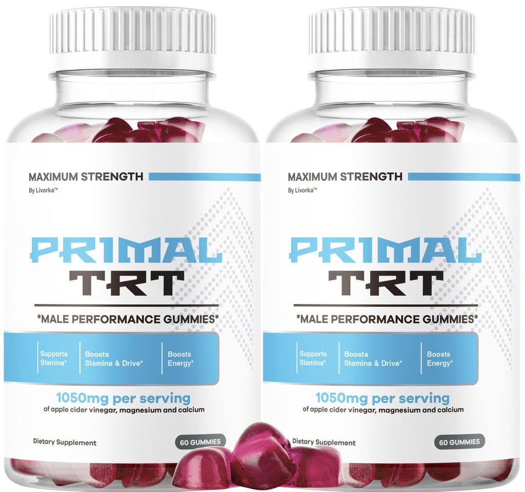 (2 Pack) Primal TRT Gummies - Official Primal TRT Gummys for Men - Maximum Strength, PrimalTRT Premium Advanced Formula All Natural Support Plus Vitamin for Health & Wellness, 120 Gummies for 2 Months