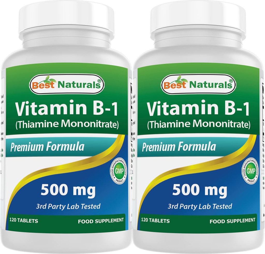 Best Naturals Vitamin B1 als Thiamine Mononitrate 500 mg Tabletten (120 Count (Pack von 2))