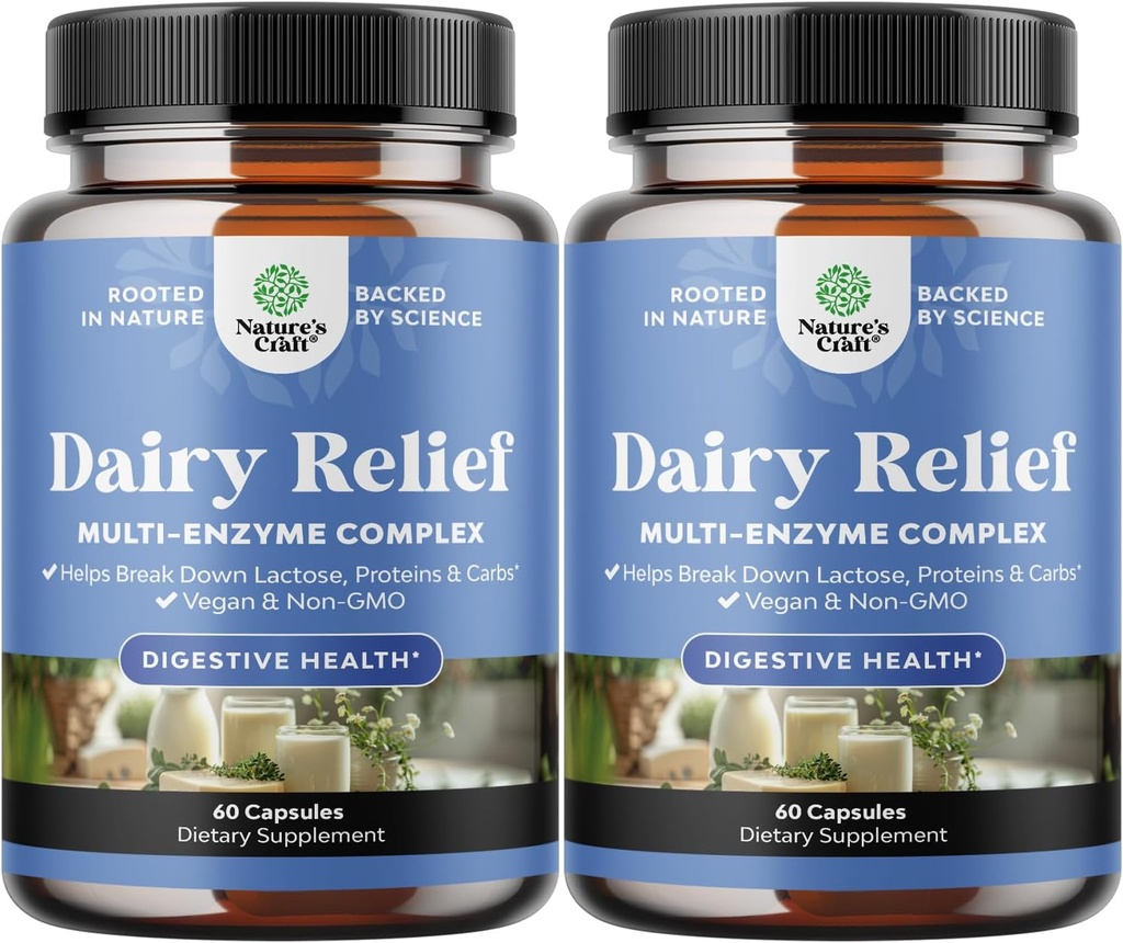 Lactose Intolerance Pillen 120 Tage Versorgung - Fast Acting Dairy Digestive Enzyme - Dairy Relief Pillen für Verdauung, Bloating, Gas und Carb Protein - Verdauungsergänzung für Lactose Intolerance Relief
