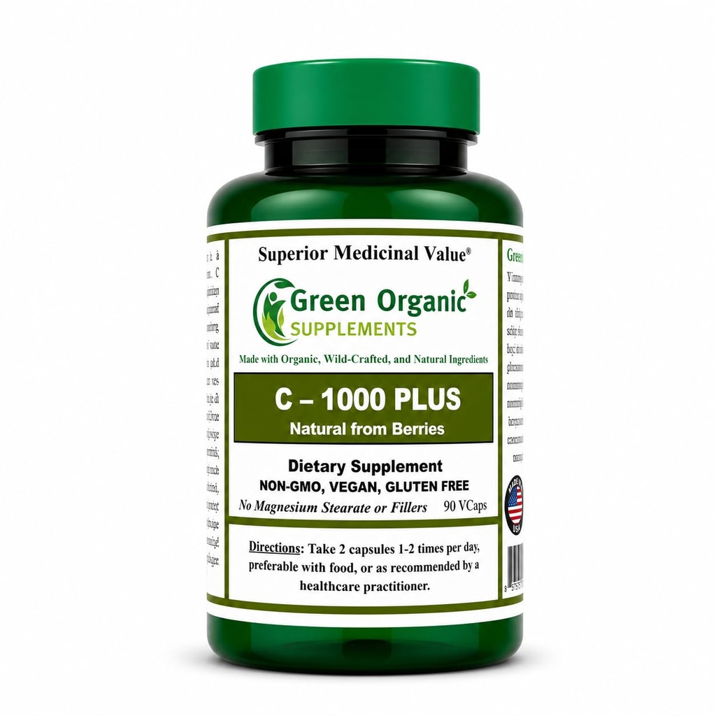 Vitamin C, Natural from Berries, 90 VCaps, High Absorbable, Non-GMO, Gluten-Free, Organic Diet Supplement, Made from Fresh Berries (Pack of 1)