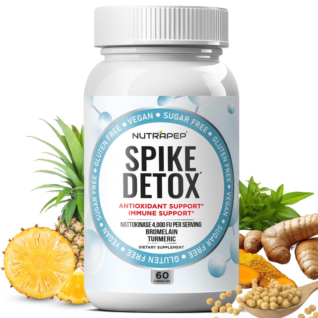 NutraPep Nattokinase Spike Protein Detox Supplement | 4000 FU Nattokinase with Dandelion Root Turmeric Extract & Curcumin - Foreign Protein Cleanse and Immune Support