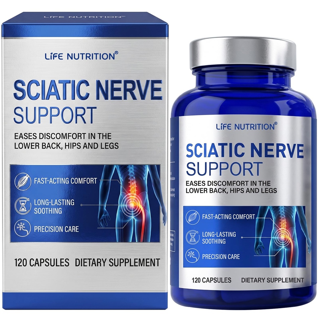 Sciatica Pain Relief & Nerve Pain Relief Supplement 120 Capsules | Daily comfort and mobility support for lower back, hips and legs, with easy-to-swallow capsules for an active lifestyle