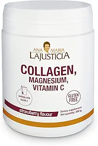 Ana Maria Lajusticia | Hydrolisate Collagen Powder mit Magnesium und Vitamin C |for Gesunde Haut, Nägel, Haar und Ligamente | Natürliche Energie, Erdbeer Aroma 350g