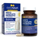 Daily Nouri Probiotics for Men | Men's Vitality, Gut Microbiome & Colon Health Support | 5 Clinically Studied Strains + Selenium & Vegan Omega | 30-Day Supply