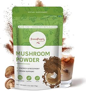 GREENPEOPLE Pilzpulver Pilzergänzung - 10-in-1 Pilze Lions Mane Powder mit Reishi/Cordyceps/Chaga/Turkey Tail/Maitake/Komplex für kognitive Funktion und Immununterstützung 60 Servierungen