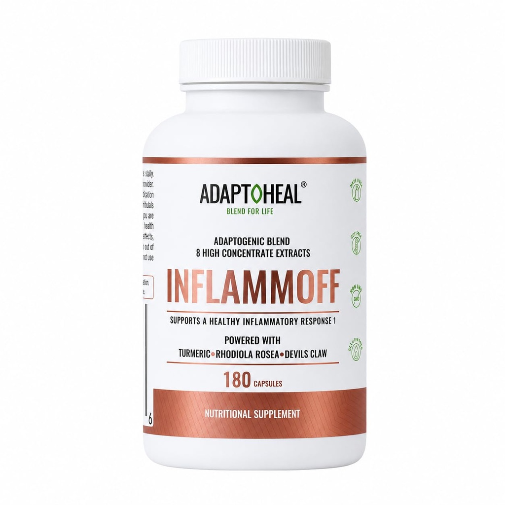 ADAPTOHEAL Inflammoff Joint Support Turmeric, Rhodiola (180 Caps) | 8-Herb Blend Traditionally Used to Support Joint, Muscle & Mobility* - with Turmeric & Rhodiola