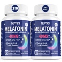 Melatonin 40 mg für Erwachsene - Schnelle Lösung & Kaubare Sublingual Sleep Supplement - Extra Strength Melatonin mit Vitamin D3 & MSM, Selenium für Health Rest Cycle, Deep Zzzs, Sugar-Free, 180 Portionen