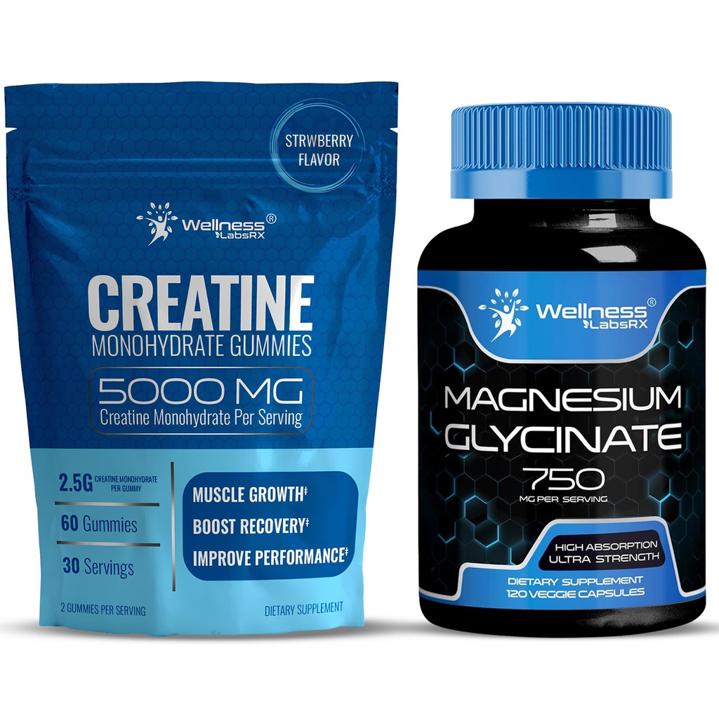 WELLNESS LABSRX Creatine Gummies with Magnesium Glycinate Capsules | Bundle