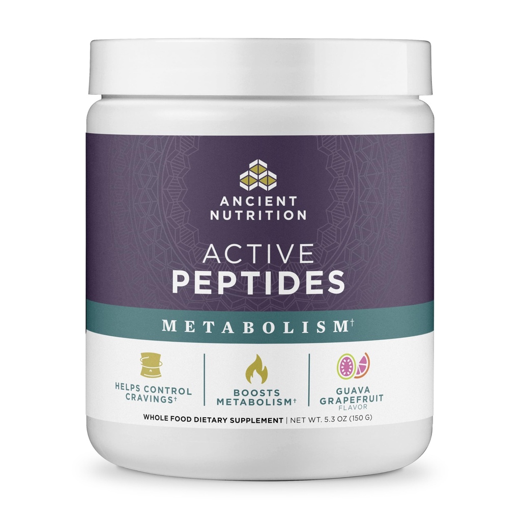 Ancient Nutrition Active Peptides Metabolism Powder, Guava Grapefruit | Bioactive Yeast Peptides, for Appetite & Metabolic Hormone Support, Non-Stimulant Weight Management, 25 Servings