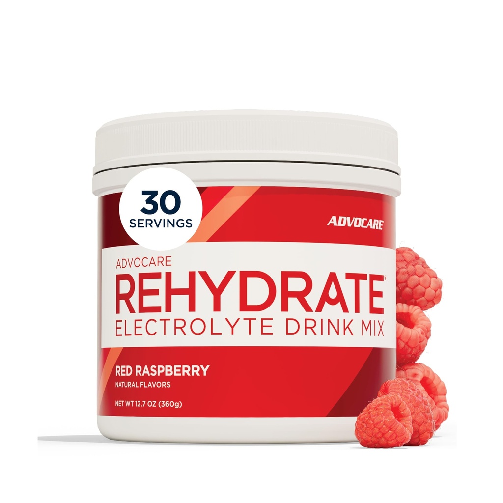 AdvoCare Rehydrate Electrolyte Drink Mix, Red Raspberry, 12.7 oz | Contains Magnesium, Sodium, Potassium & Calcium, Antioxidant and Amino Acid Fortified Powder for Hydration and Recovery