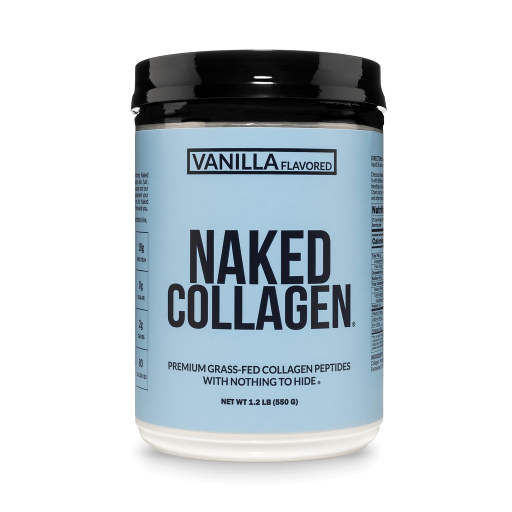 NAKED Vanilla Collagen Peptides Protein Powder, 25 Servings, Pasture-Raised, Grass-Fed Hydrolyzed Collagen Supplement, Paleo Friendly, Non-GMO, Keto, Gluten Free, 19.4oz