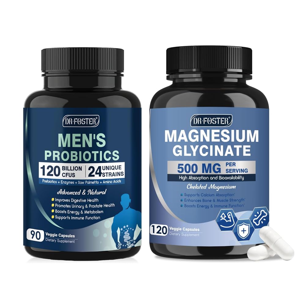 DRFOSTER Probiotics for Men Digestive Health, Chelated Magnesium Glycinate Supplements for Sleep