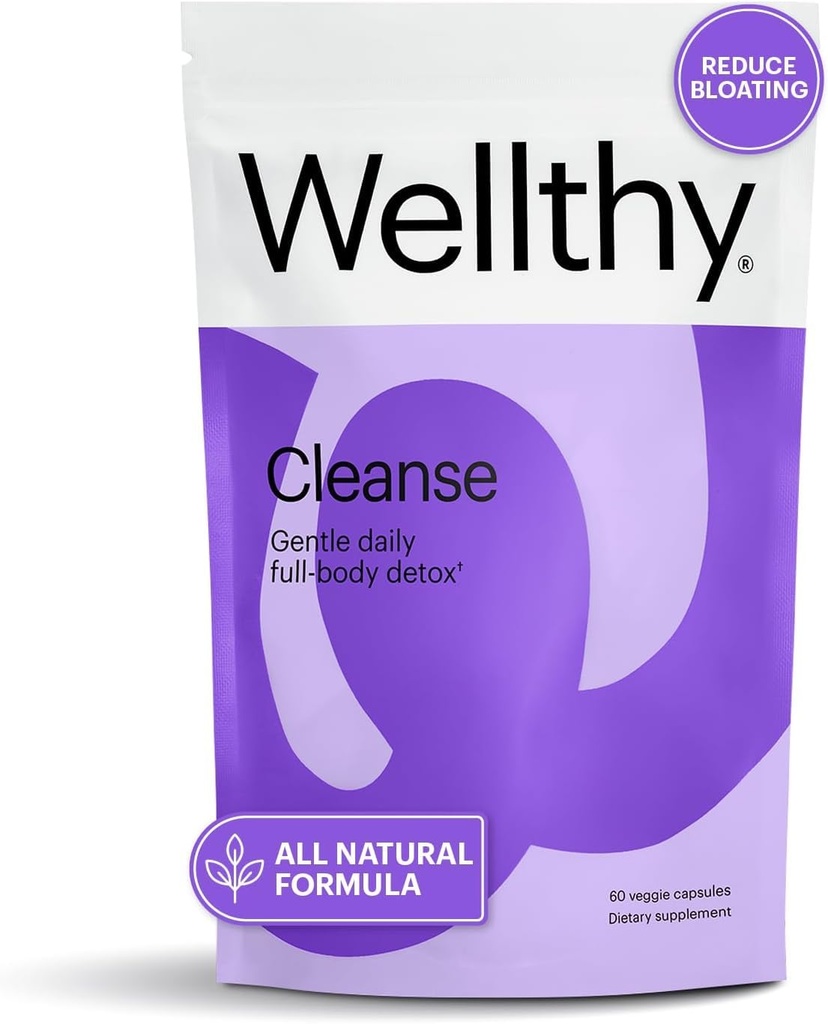Wellthy Full Body Detox und Immununterstützung - Fortgeschrittene Verdauung, Gutreiniger und Bloating Relief - Alle natürlichen Formel mit Milchdistel, Löwenzahnextrakt und L-Carnitin | 30-Tag Versorgung