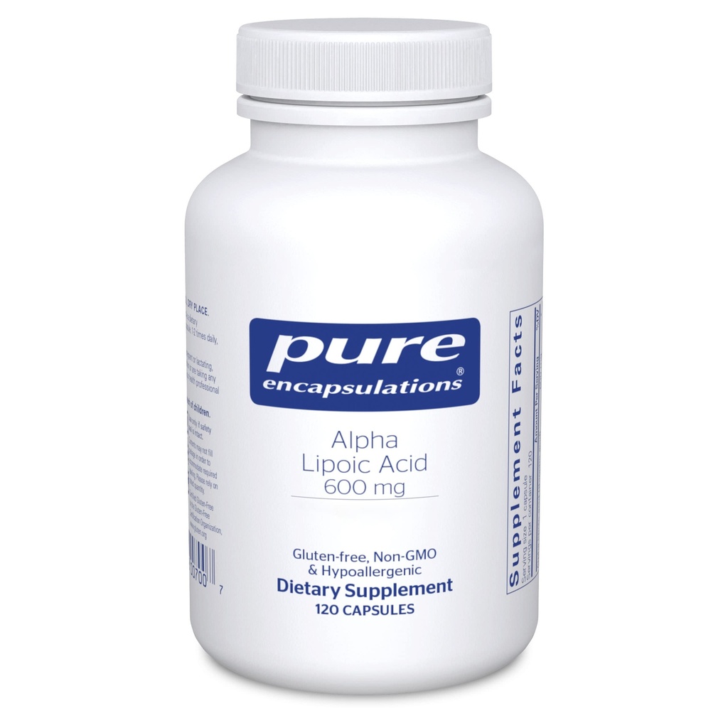 Pure Encapsulations Alpha Lipoic Acid 600 mg - ALA-Ergänzung für Leberunterstützung, Antioxidantien, Nerve Gesundheit, Herz-Kreislauf-Gesundheit & Kohlenhydrat-Unterstützung - Premium Alpha Lipoic Acid - 120 Kapseln