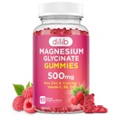 Magnesium Glycinat Gummi 500mg Magnesium Supplement mit Calcium, Zink, Vitamin C, B6, D3-Calm Kaugummis für Kinder & Erwachsene-Schlaf, Mood & Muskelunterstützung-Raspberry Flavor, 60 Gummie